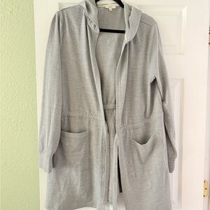 Kori Light Gray Hooded Utility Jacket with Waist Tie